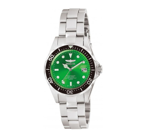 Invicta Men's 10667 Pro Diver Quartz 3 Hand Green Dial Watch